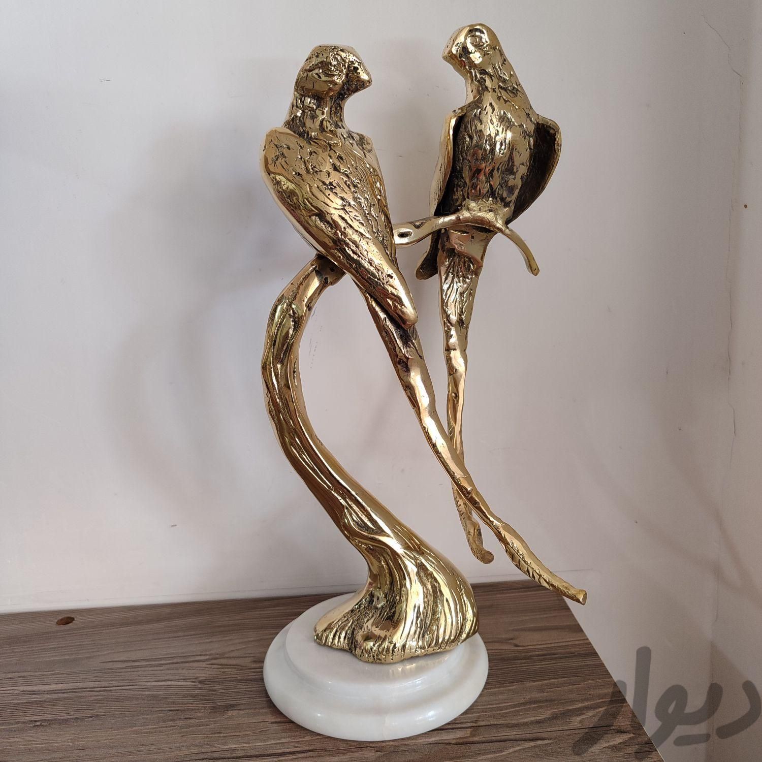 مجسمه طوطي جفتي پايه مرمر